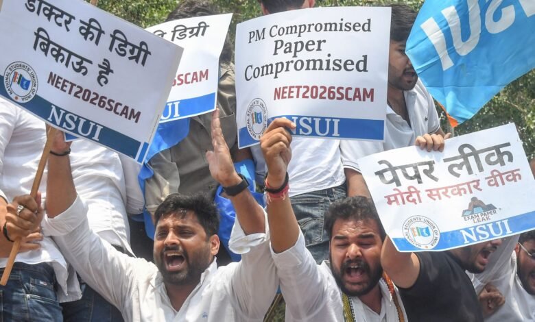 Protest in Delhi against cancellation of NEET UG Exams